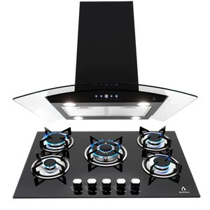 combo saccareiio Supra Parrilla a gas Empotrable y campana de isla 76cm